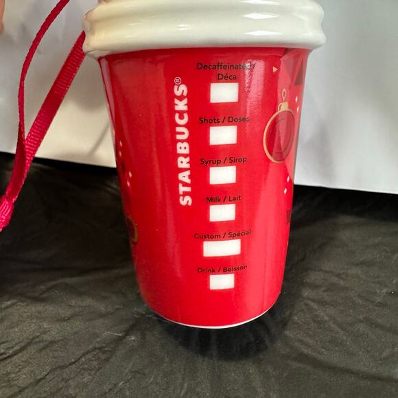 Starbucks Coffee Cup Holiday 2013 Ceramic Red Christmas Ornament Collectible - Picture 2 of 8